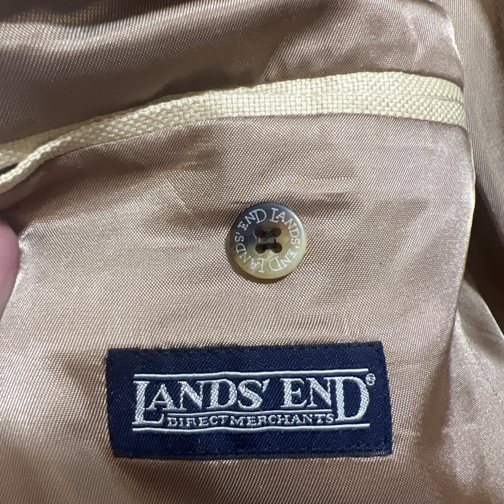 Lands End Blazer Men's 42L Long Silk Sport Coat Blazer Gold Yellow 2 Button - Picture 14 of 16